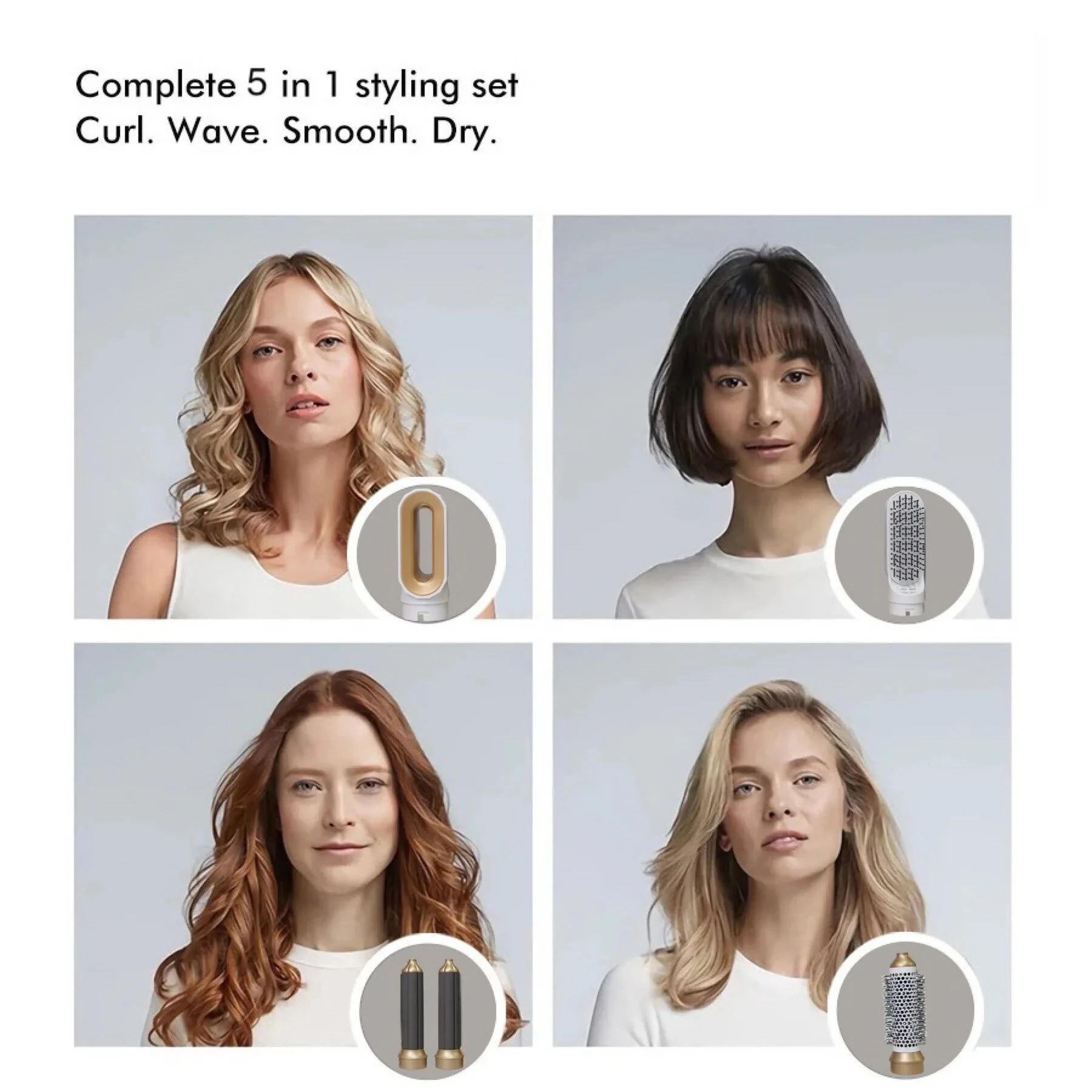 (image for) 5 in 1 Multi-Function Styler With Detachable Curling Iron Hair Straightener Hair Brush Hair Dryer For Hair Multi Styling EU Plug